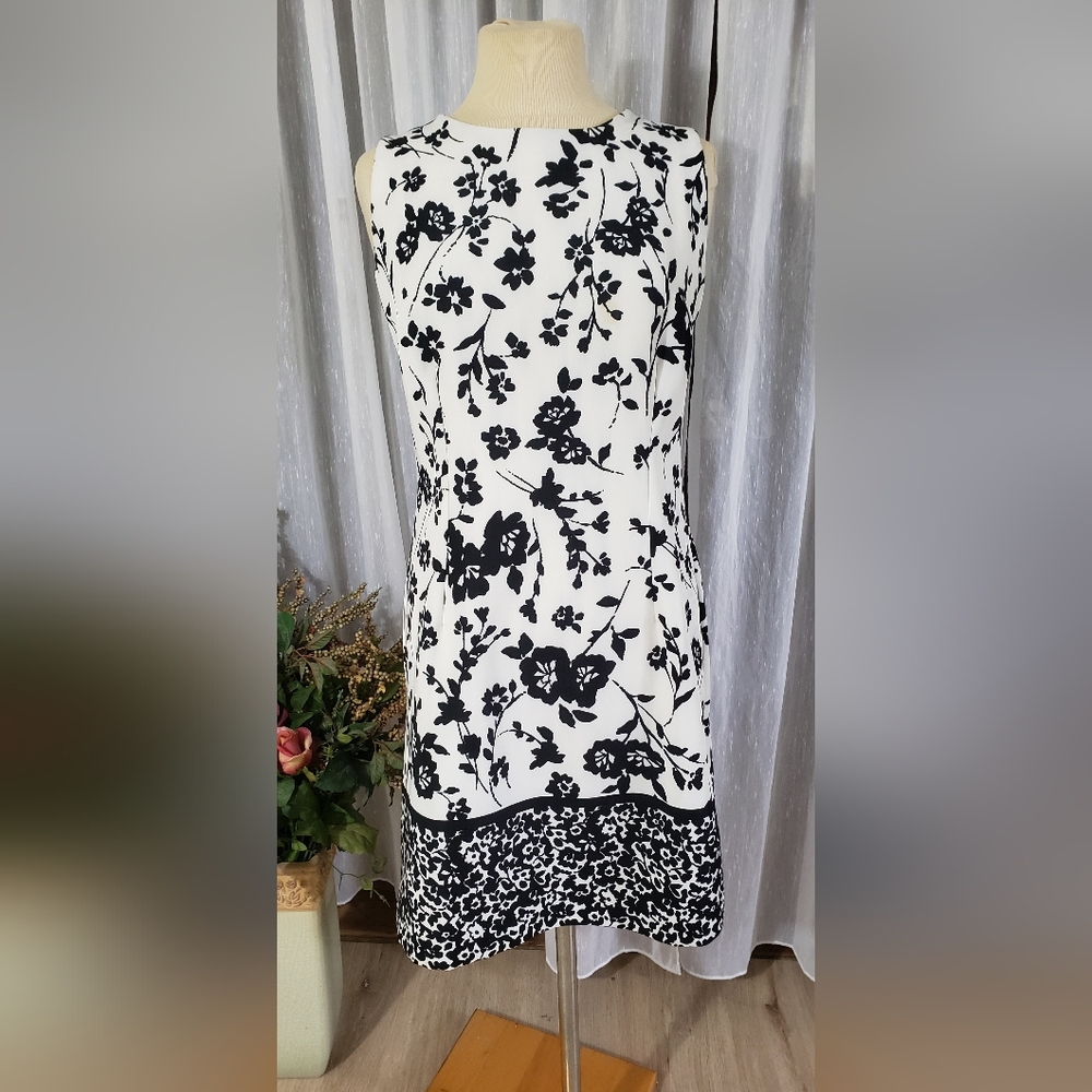 Black and white floral dress.